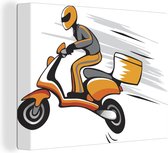 Canvas Schilderij Een illustratie van een scooter op snelheid - 40x30 cm - Wanddecoratie