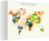 Canvas Wereldkaart - 30x20 - Wanddecoratie Wereldkaart - Verf - Kleuren