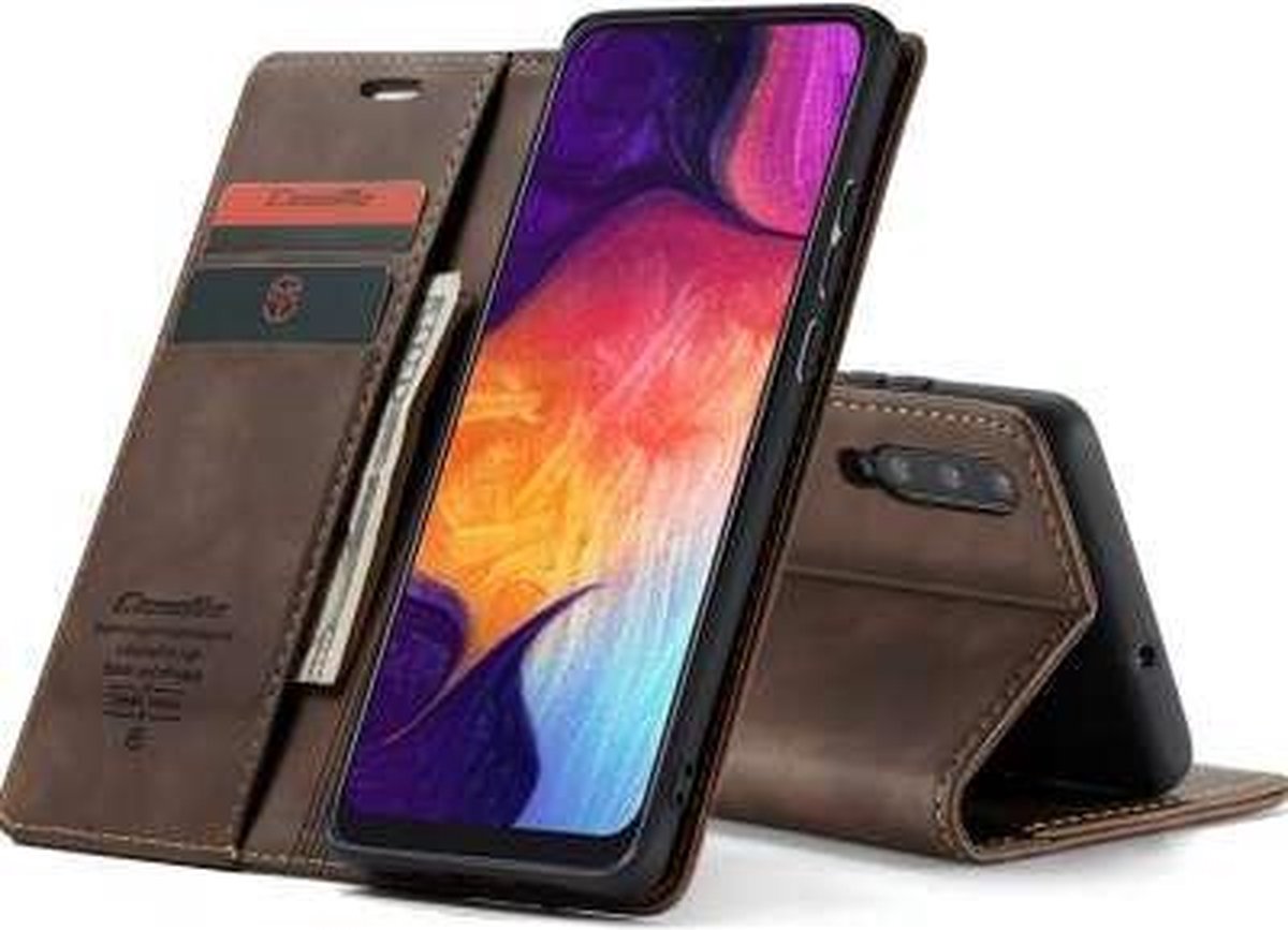 Caseme - Samsung Galaxy A30s - Retro Wallet Case - Coffee
