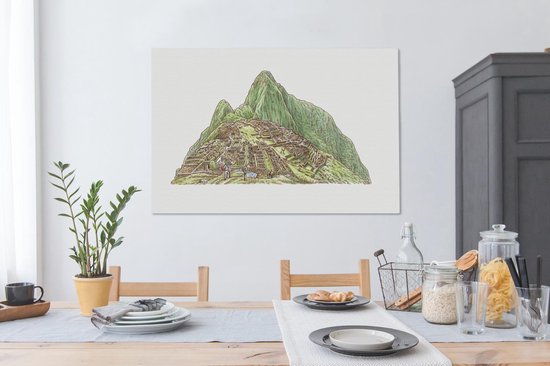 Illustration de la vue du Machu Picchu en Colombie 120x80 cm - Tirage photo sur toile (Décoration murale salon / chambre)