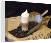 Latte macchiato aux grains de café sur toile 30x20 cm - petit - Tirage photo sur toile (Décoration murale salon / chambre)