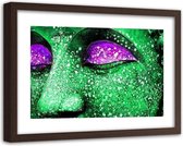 Foto in frame , Ogen van Boeddha , 120x80cm , Groen paars , Premium print