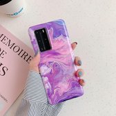 Voor Huawei P40 Pro / Pro + Laser Marble Pattern TPU beschermhoes (Purple Marble)