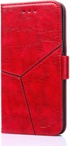 Voor Nokia 3.4 Geometrische stiksels Horizontale flip TPU + PU lederen tas met houder & kaartsleuven en portemonnee (rood)