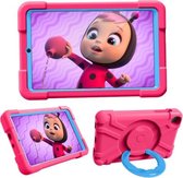 Voor Galaxy Tab A 8.4 (2020) T307 PC + siliconen schokbestendige combinatiebehuizing met 360 graden roterende houder en handvat (rose rood + blauw)