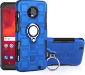 Voor Motorola Moto Z3 Play 2 in 1 Cube PC + TPU beschermhoes met 360 graden draaien zilveren ringhouder (blauw)