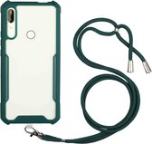Voor Huawei Y9 Prime (2019) Acryl + kleur TPU schokbestendig hoesje met nekkoord (donkergroen)