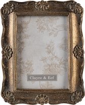 Clayre & Eef Fotolijst 14*2*19 cm / 10*15 cm Goudkleurig Polyresin / Glas Rechthoek Fotokader Wissellijst