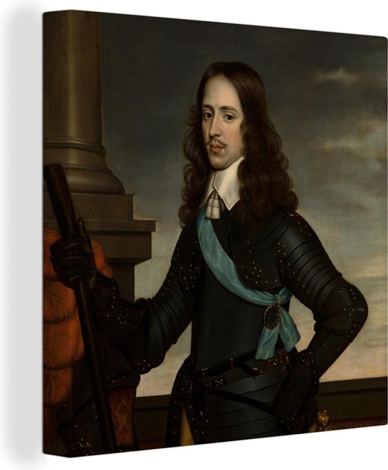 Canvas Schilderij Portret van prins willem II - Gerrit van Honthorst - 20x20 cm - Wanddecoratie