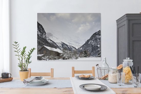 Peintures sur toile - Chalet en bois au Schilthorn en Suisse - 120x90 cm - Décoration murale