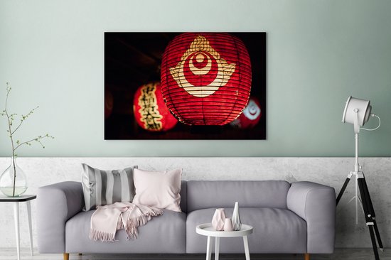 Lanternes japonaises en papier 140x90 cm - Tirage photo sur toile (Décoration murale salon / chambre)