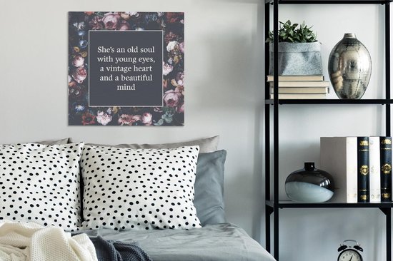 Peintures sur toile - Fleurs - Citations - Rouge - 50x50 cm - Décoration murale