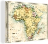 Canvas Schilderij Kaart van Afrika antiek - 80x60 cm - Wanddecoratie