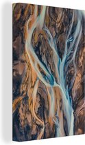 Vue à vol d'oiseau d'une toile de rivière gelée 2cm 120x180 cm - Tirage photo sur Toile (Décoration murale salon / chambre) / Phénomènes naturels Peintures sur toile XXL / Groot format!