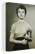 Femme aux livres toile 2cm 60x80 cm - Tirage photo sur toile (Décoration murale salon / chambre)