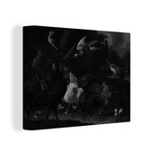 Peintures sur toile - Vogels dans un parc en noir et blanc - Peinture de Melchior d'Hondecoeter - 40x30 cm - Décoration murale