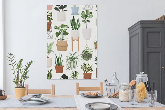 Illustration de différentes plantes sur fond blanc 90x140 cm - Tirage photo sur toile (Décoration murale salon / chambre)