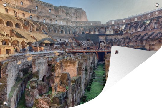 Foto: Muurdecoratie het colosseum in rome van binnen bekeken 180x120 cm tuinposter tuindoek buitenposter