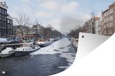 Tuinposters buiten De Brouwersgracht in Amsterdam in de winter - 90x60 cm - Tuindoek - Buitenposter