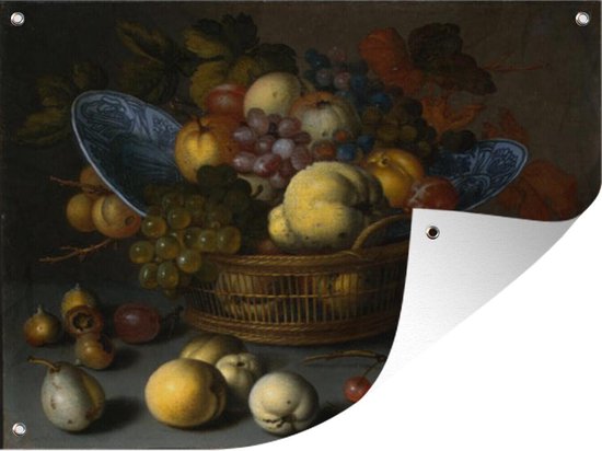 Tuinschilderij Basket of Fruits - Schilderij van Balthasar van der Ast - 80x60 cm - Tuinposter - Tuindoek - Buitenposter