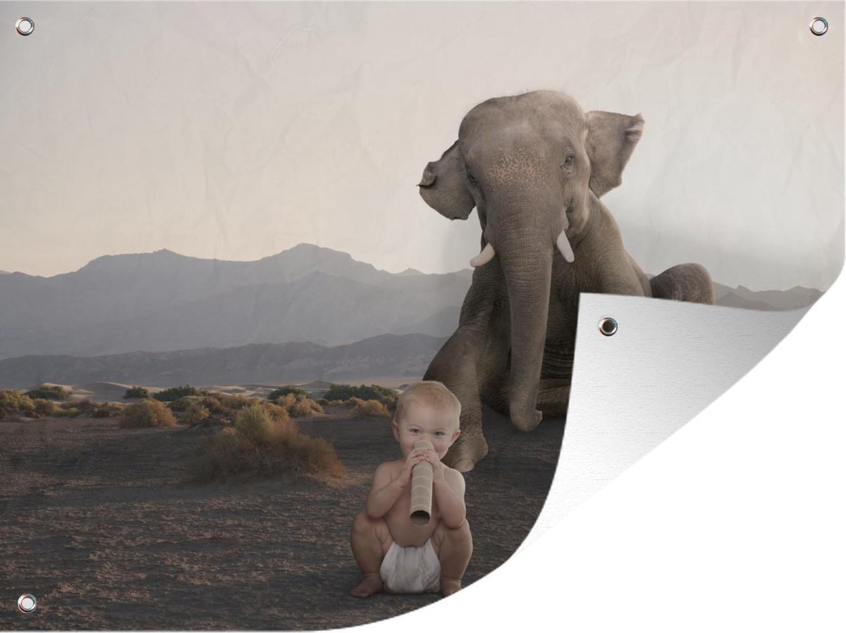Décoration murale d'extérieur Bébé Éléphant Nature 160x120 cm