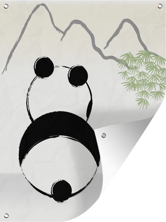Tuinposter China illustratie - Illustratie twee panda's in China tuinposter
