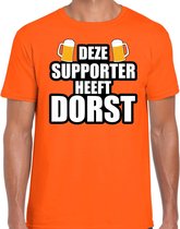 Oranje fan t-shirt voor heren - Deze supporter heeft dorst - Nederland/ bier supporter - EK/ WK shirt / outfit S
