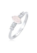 Elli PREMIUM Dames Ring Dames Ovale Verloving Elegant Fonkelend met Roze Kwarts en Topaas in 925 Sterling Zilver