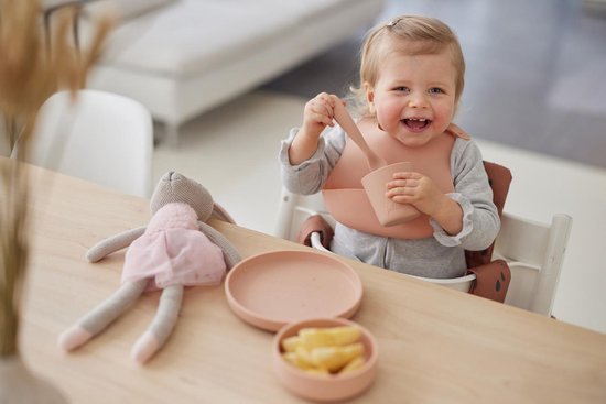 Jollein - Kinderserviesset 4-delig (Pale Pink) - Siliconen - Baby Servies, Baby Bestek - 6-18 maanden van Jollein — afbeelding 4