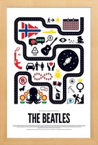 JUNIQE - Poster in houten lijst The Beatles -20x30 /Blauw & Rood
