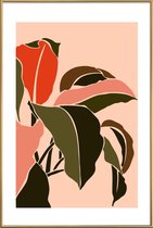 JUNIQE - Poster met kunststof lijst Plant -13x18 /Groen & Oranje