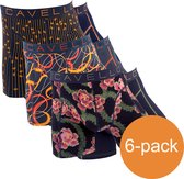 Cavello Boxershorts Verschillende kleuren Oranje-Zwart 6-Pack