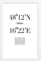 JUNIQE - Poster in houten lijst Wien -40x60 /Wit & Zwart