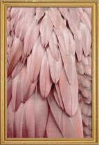 JUNIQE - Poster met houten lijst Pastel Feathers -13x18 /Roze