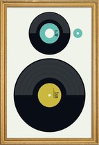 JUNIQE - Poster met houten lijst LP vs. EP -40x60 /Geel & Turkoois