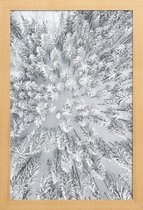 JUNIQE - Poster in houten lijst Snowy Forests -30x45 /Grijs & Wit