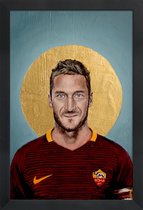 JUNIQE - Poster in houten lijst Football Icon - Francesco Totti -20x30