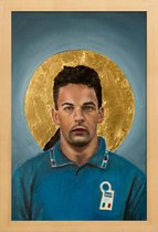 JUNIQE - Poster in houten lijst Football Icon - Roberto Baggio -40x60