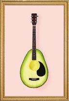 JUNIQE - Poster met houten lijst Avocado Guitar -13x18 /Bruin & Groen