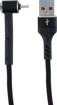 Grundig USB-Kabel - USB-A naar Lightning - Compatibel met iPhone en iPad - 3-in-1: Opladen, Synchroniseren en Telefoonstandaard - 1 Meter - Zwart