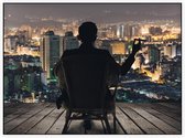Man geniet van Uitzicht - Foto op Akoestisch paneel - 80 x 60 cm