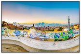 Stadsgezicht van Barcelona vanaf het beroemde Park Güell - Foto op Akoestisch paneel - 90 x 60 cm