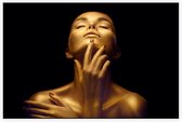 Gouden vrouw op zwarte achtergrond - Foto op Akoestisch paneel - 225 x 150 cm