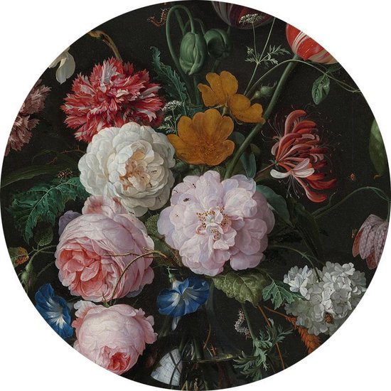 Nature morte aux fleurs dans un vase en verre, Jan Davidsz. de Heem - Photo sur papier peint Circle - ⌀ 40 cm
