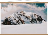 Schoolplaat – Besneeuwde Berg - 120x80cm Foto op Textielposter (Wanddecoratie op Schoolplaat)
