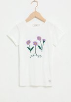 Sissy-Boy - Ecru T-shirt met bloem embroidery en korte mouw
