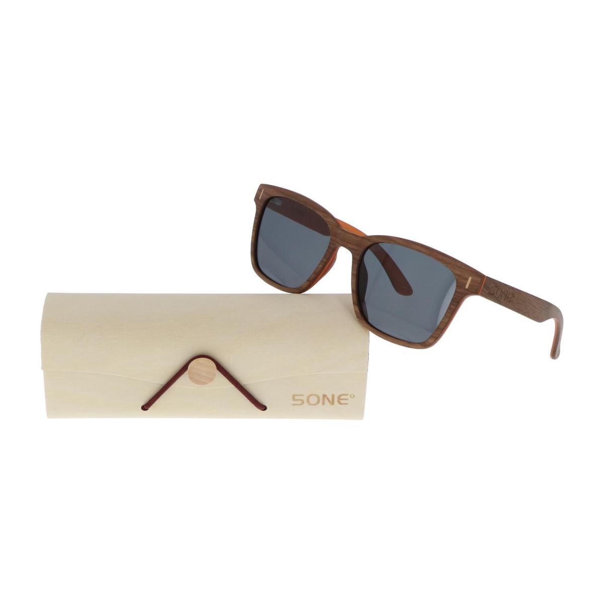 5one® Slim Line Walnut Grey - Walnoot Houten zonnebril met grijze lens