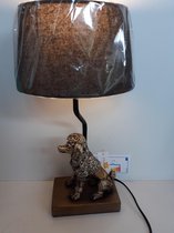 Poedel beeld Poedel tafellamp van Clayre&Eef inclusief kap en lamp  38x20x14 cm
