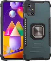 Voor Samsung Galaxy M31s Fierce Warrior-serie Armor All-inclusive schokbestendig aluminium + TPU-beschermhoes met ringhouder (groen)