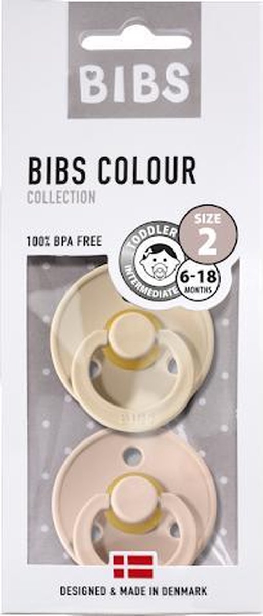 BiBS - Colour Pacifier - Maat 2 - Fopspeen - 2 stuks - Vanilla / Blush van BIBS — afbeelding 4